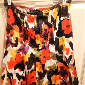 Tribella Fall Colors Floral Design A-LINE skirt